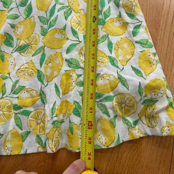 Gap Medium Linen Blend Lemon Print Dress NWT Summer Sundress Smocked Back A-Line - Picture 9 of 11